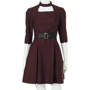 EATME frill plaid high neck choker dress